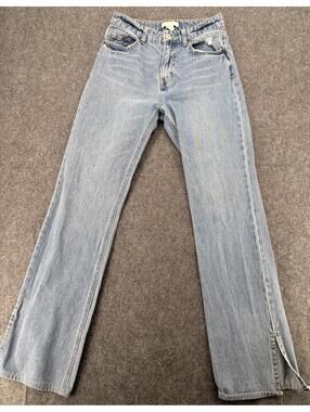 H&M Faded Straight Leg Jeans Size US 2 Light Blue Denim